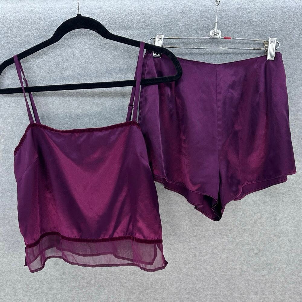 Victoria's Secret Women’s S Chemise & Shorts Satin Summer PJ Set Plum Purple Y2K